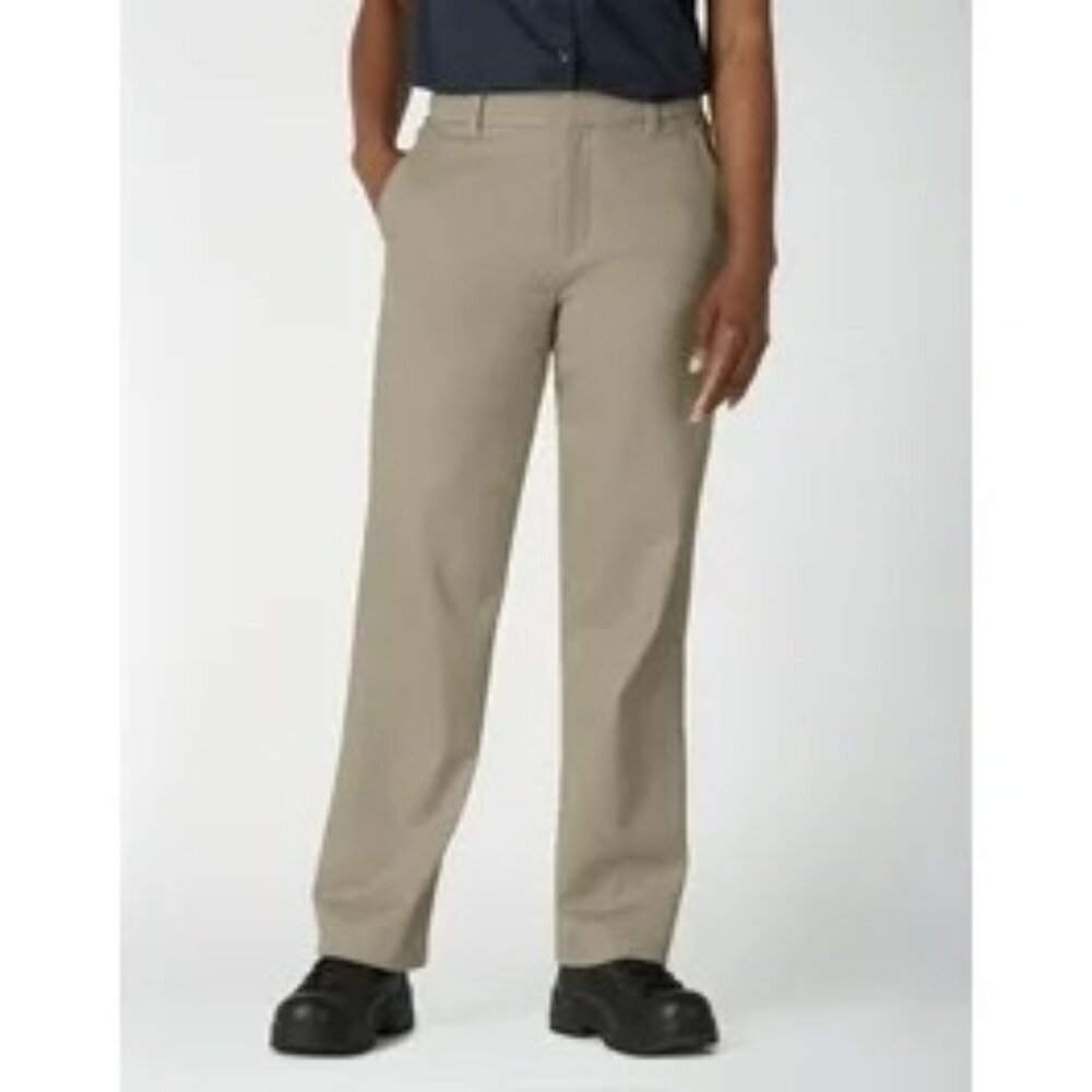 Genuine Dickies Womens Perfectly Slimming High Rise Pant Relaxed Fit Khaki 14R
